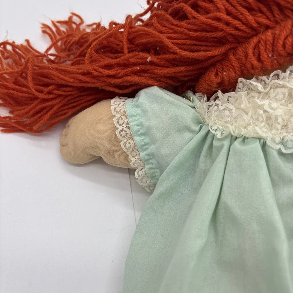 Vintage 1985 Cabbage Patch Style Red Hair Blue Eyes Green Dress Rare!